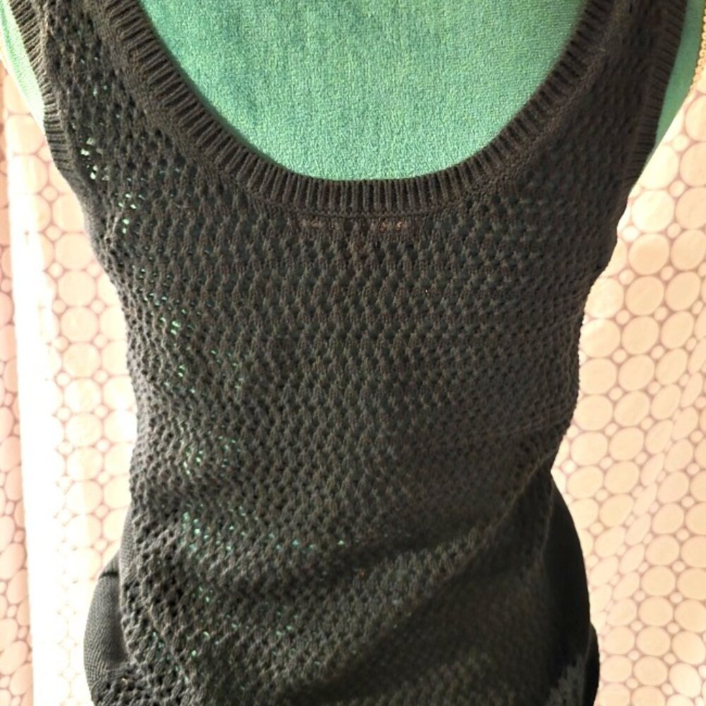 Banana Republic Black Mesh Crochet Sweater Tank Top Cover up Small - Picture 5 of 7